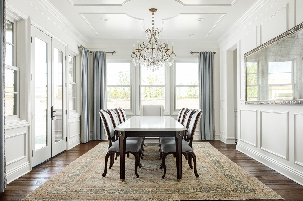 Traditional Dining Table with white Quartz top